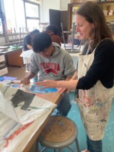 Art teacher Jessica Cioffoletti in her classroom